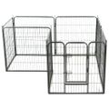 vidaXL Oceľová ohrádka pre psov s 8 panelmi 80x80 cm čierna