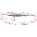 vidaXL Posteľný rám dymový dub 140x190 cm kompozitné drevo a kov