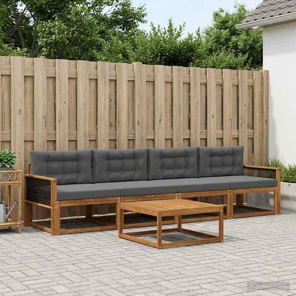 vidaXL Záhradná súprava gaučov s vankúšom 5 pcs Prírodná a antracitová