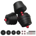 vidaXL 2-v-1 set činiek a činky 30 kg Čierna a červená