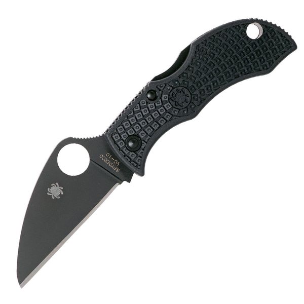 Spyderco MBKWPBK Manbug Wharncliffe vreckový nôž 5 cm, celočierna, FRN