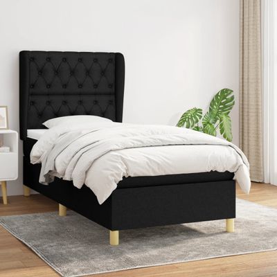 vidaXL Posteľný rám boxspring s matracom čierny 80x200 cm látka
