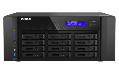 QNAP TS-h1290FX-7232P-64G (AMD EPYC, 64GB ECC RAM, 12x 2,5'' U.2, 2x M.2 NVMe, 2x 2,5GbE, 2x 25GbE)