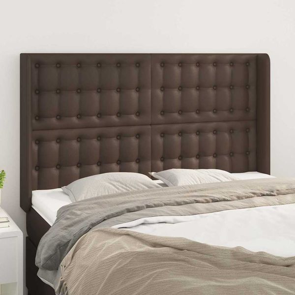 vidaXL Čelo postele so záhybmi hnedé 147x16x118/128cm umelá koža