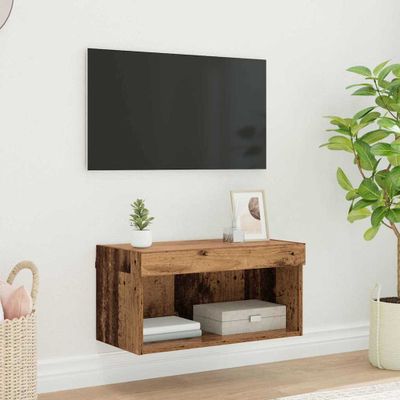vidaXL Zostava TV skriniek s LED Nástenný Staré drevo 60 x 30 x 30 cm