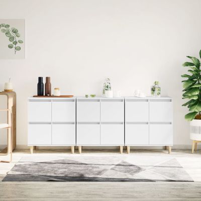 vidaXL Komody 3 ks biele 60x35x70 cm kompozitné drevo