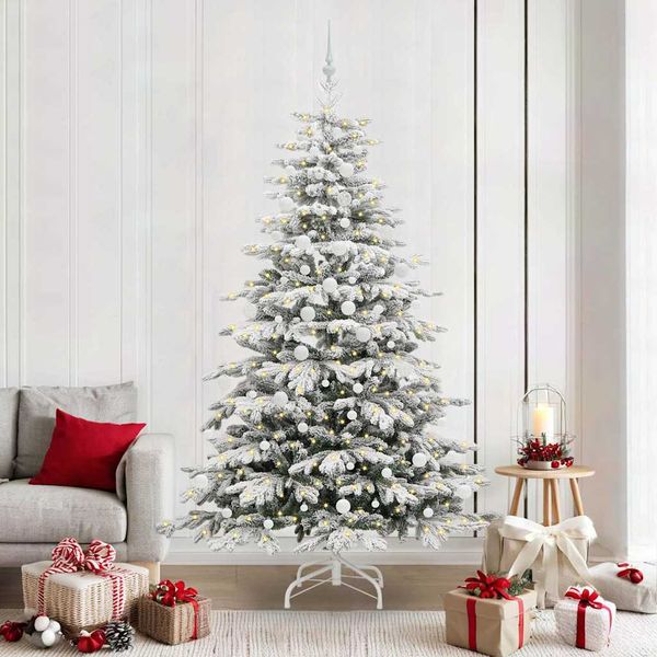 vidaXL Umelý Sklápací Vianočný Stromček Biela 210 cm PE a PVC
