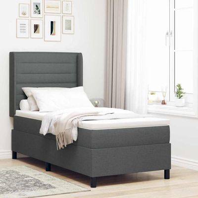 vidaXL Posteľ s pružinovým rámom Tmavo šedá 200 x 90 cm látka