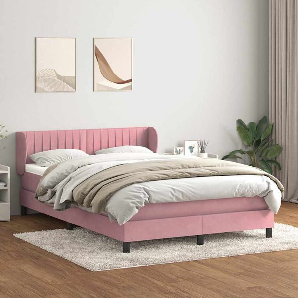 vidaXL Posteľný rám boxsping s matracom ružový 160x220 cm zamat