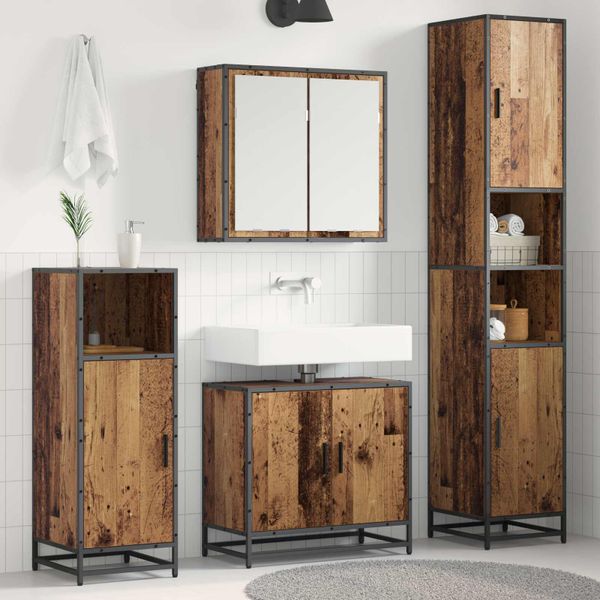 vidaXL Sada kúpeľňového nábytku 3 pcs Staré drevo Kompozitné drevo