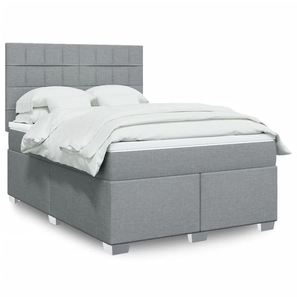vidaXL Boxspring posteľ s matracom svetlosivá 100x200 cm látka