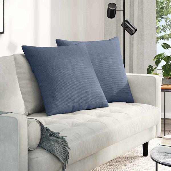 vidaXL Vankúše na pohovku 2 pcs Modrá 80 x 80 cm Kordúrová tkanina