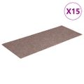 vidaXL Schodové rohože, samolepiace, 15 ks, 60x25 cm, svetlohnedé, obdĺžnikové