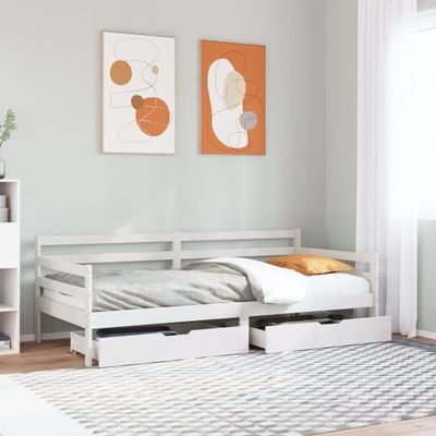 vidaXL Vysúvacia denná posteľ zásuvky biela 90x190 cm masívna borovica