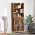 vidaXL Highboard Staré drevo 69,5 x 32,5 x 180 cm Kompozitné drevo