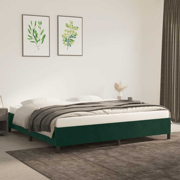 vidaXL Posteľ bez matraca tmavozelený 200x200 cm zamat