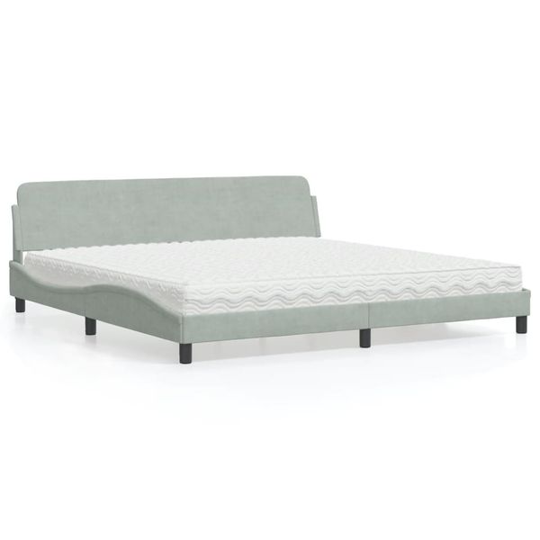 vidaXL Posteľ s matracom Dover bledosivý 200x200 cm zamat
