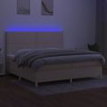 vidaXL Posteľ boxsping s matracom a LED krémová 200x200 cm látka