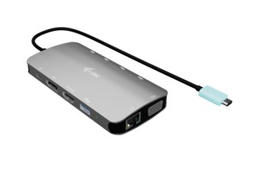 i-tec USB-C Metal Nano 3x Display (DP, HDMI a VGA) Docking Station, Power Delivery 100 W
