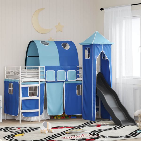 vidaXL Rám poschodovej postele pre deti Biela a modrá 75 x 190 cm Kov