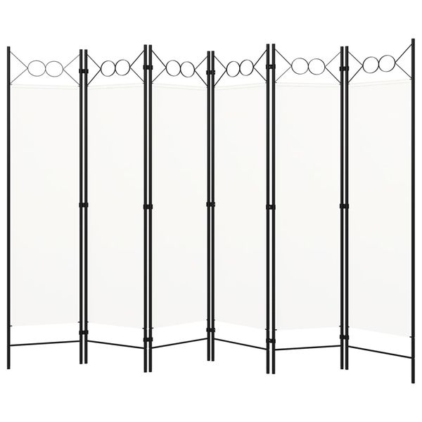 vidaXL Paraván so 6 panelmi, biely 240x180 cm