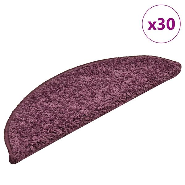 vidaXL Schodové rohože 30 ks 56x17x3 cm tmavo fialové polkruhové