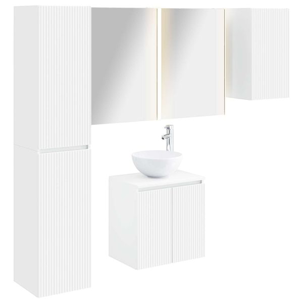 vidaXL Set kabinetov do kúpeľne 5 pcs Biela 53 x 15,5 x 70 cm