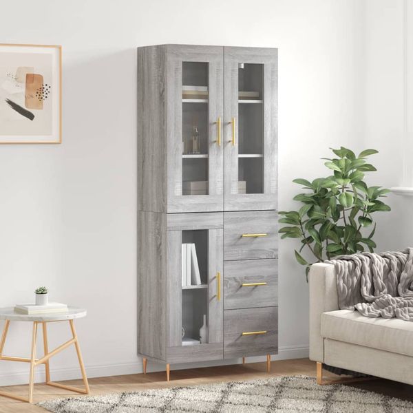 vidaXL Vysoká skrinka sivý dub sonoma 69,5x34x180 cm spracované drevo
