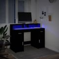 vidaXL Stôl s LED svetlami čierny 120x55x91 cm kompozitné drevo