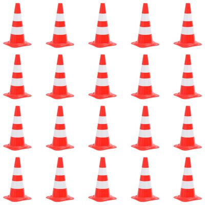 vidaXL Reflexné dopravné kužele 20 ks červeno-biele 50 cm
