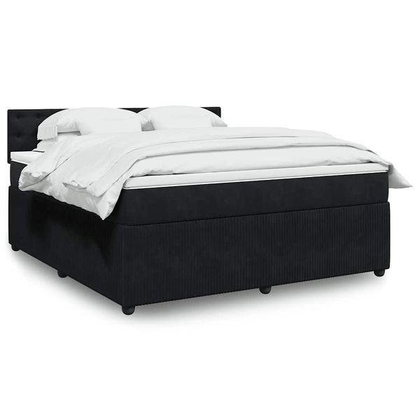 vidaXL Posteľný rám boxspring s matracom čierny 180x200 cm zamat