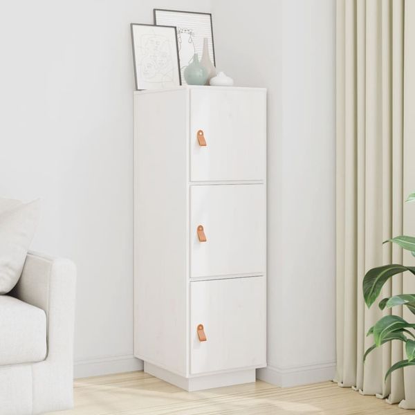 vidaXL Vysoká skrinka biela 34x40x108,5 cm masívna borovica