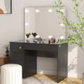 vidaXL Toaletný stolík s LED svetlami 110x55x145 cm MDF lesklý čierny