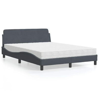 vidaXL Posteľ s matracom Dover tmavosivý 140x200 cm zamat
