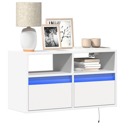vidaXL TV nástenná skrinka s LED svetlami biela 80x31x45 cm