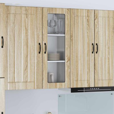 vidaXL Nástenný sklenený kabinet LUCCA Dub sonoma 40 x 31 x 100 cm