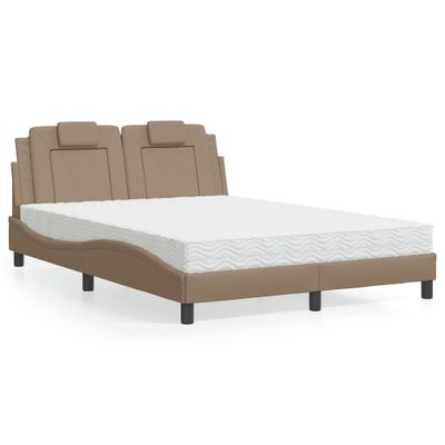 vidaXL Posteľ Viana s matracom kapučínová 120x200 cm umelá koža