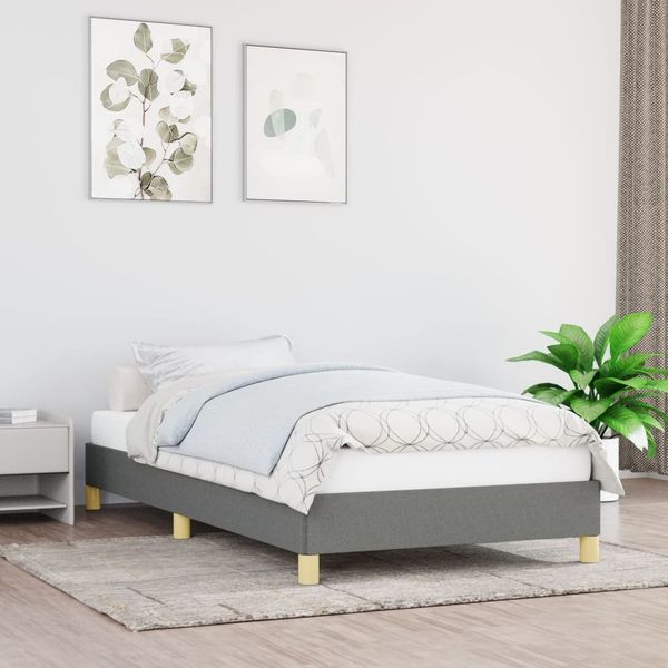 vidaXL Posteľ bez matraca tmavosivá 90x190 cm látka