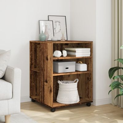 vidaXL Príručný stolík a kolieska staré drevo 55x60x78cm kompoz. drevo