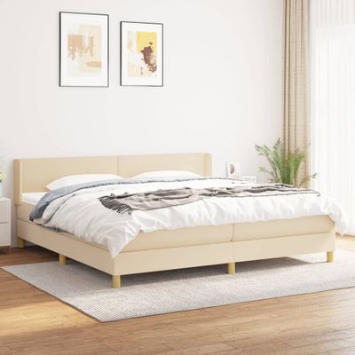 vidaXL Boxspring posteľ s matracom krémová 200x200 cm látka