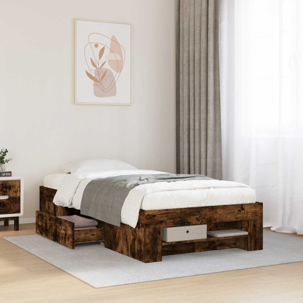 vidaXL Rám postele so skladom Dymový dub 80 x 200 cm Kompozitné drevo