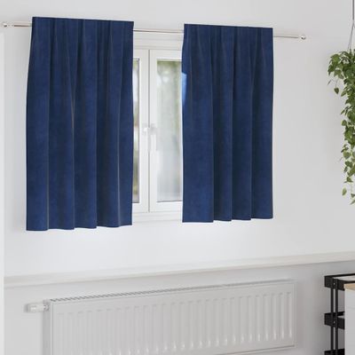 vidaXL Zatemňovacie závesy 2 pcs Tmavomodrá 140 x 140 cm Zamat