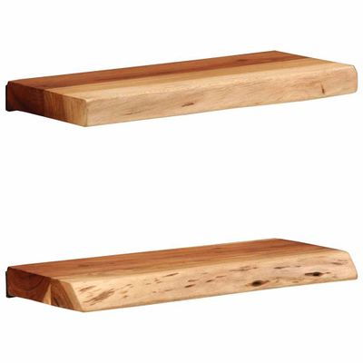 vidaXL Nástenné police 2 ks 40x20x3,5 cm, akáciový masív