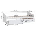 vidaXL 3-miestna posteľ so zásuvkami biela masívna borovica 90x200 cm