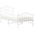 vidaXL Kovový rám postele s predným a zadným čelom biely 90x200 cm