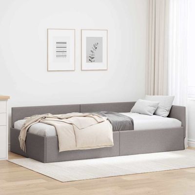vidaXL Rohový rám postele Sivohnedá 90 cm x 200 cm látka