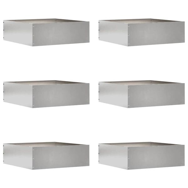 vidaXL Obrubník trávnika 6 pcs Strieborná 40 x 40 x 13 cm