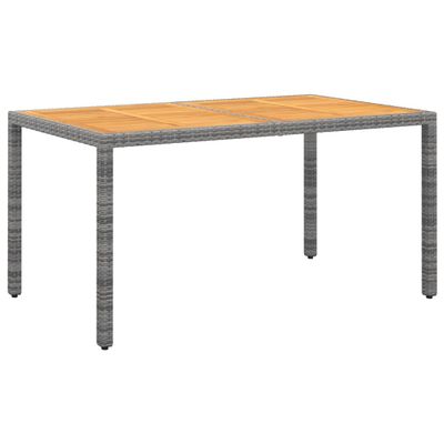 vidaXL Záhradný stôl 150x90x75 cm akáciové drevo a polyratan sivý