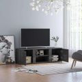 vidaXL TV skrinka, lesklá sivá 120x34x37 cm, drevotrieska