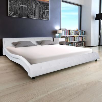 vidaXL Posteľ s matracom, pamäťová pena, biela, umelá koža 180x200 cm